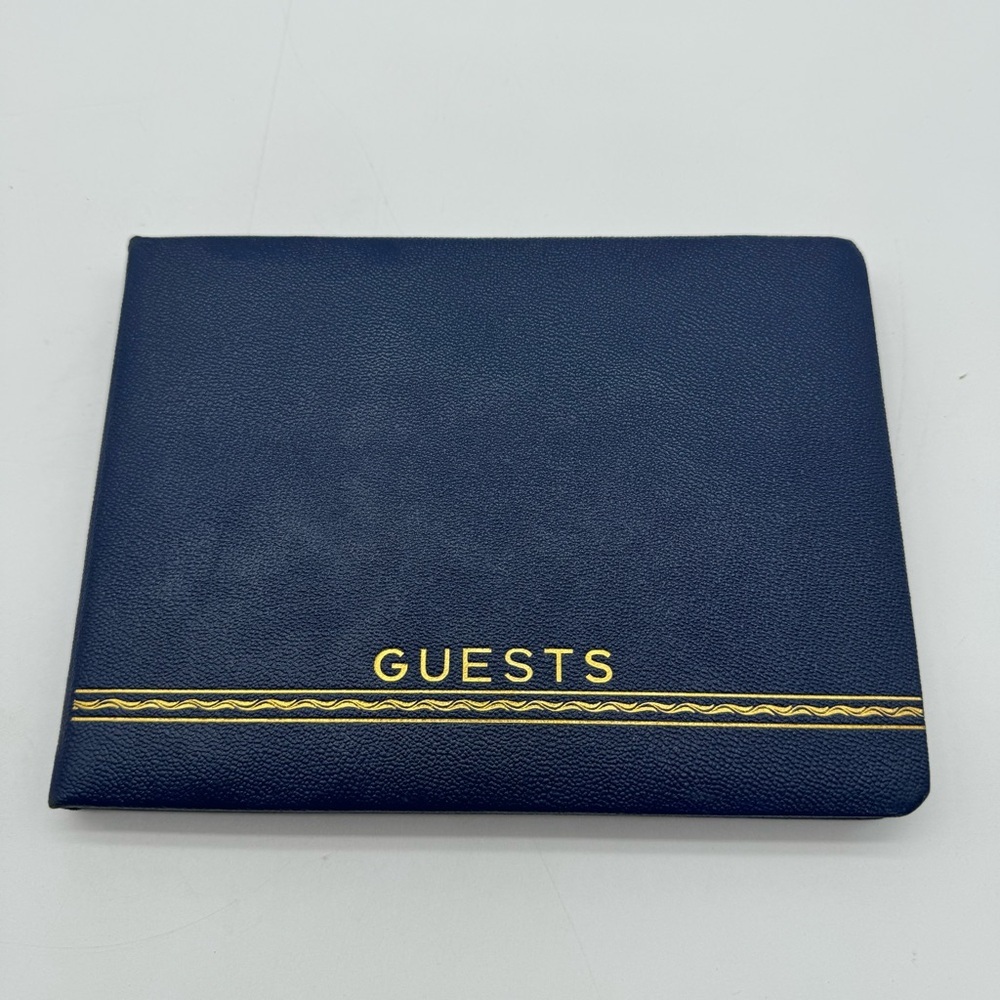 Guest Signing Book Blue Gold Leather